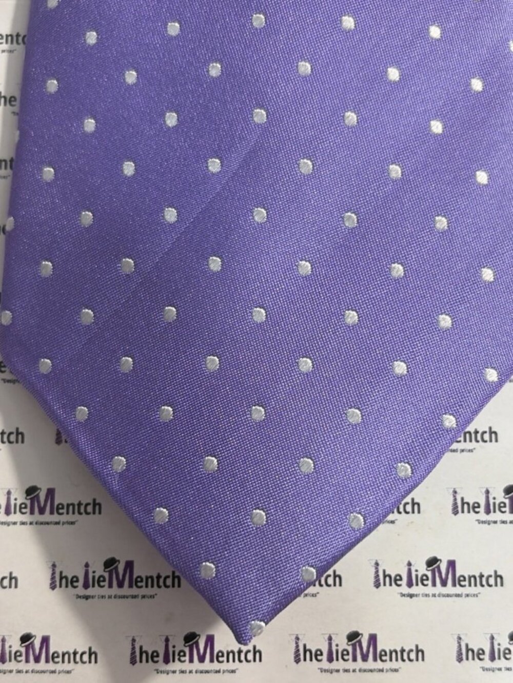 SHORE & SINGER Silk Purple Polka Dot Tie 3.5” (New-Minor Flaws)